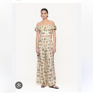 NWT-Agua by Agua Bendita Aceituna Ranas Linen Cropped Top-Size M